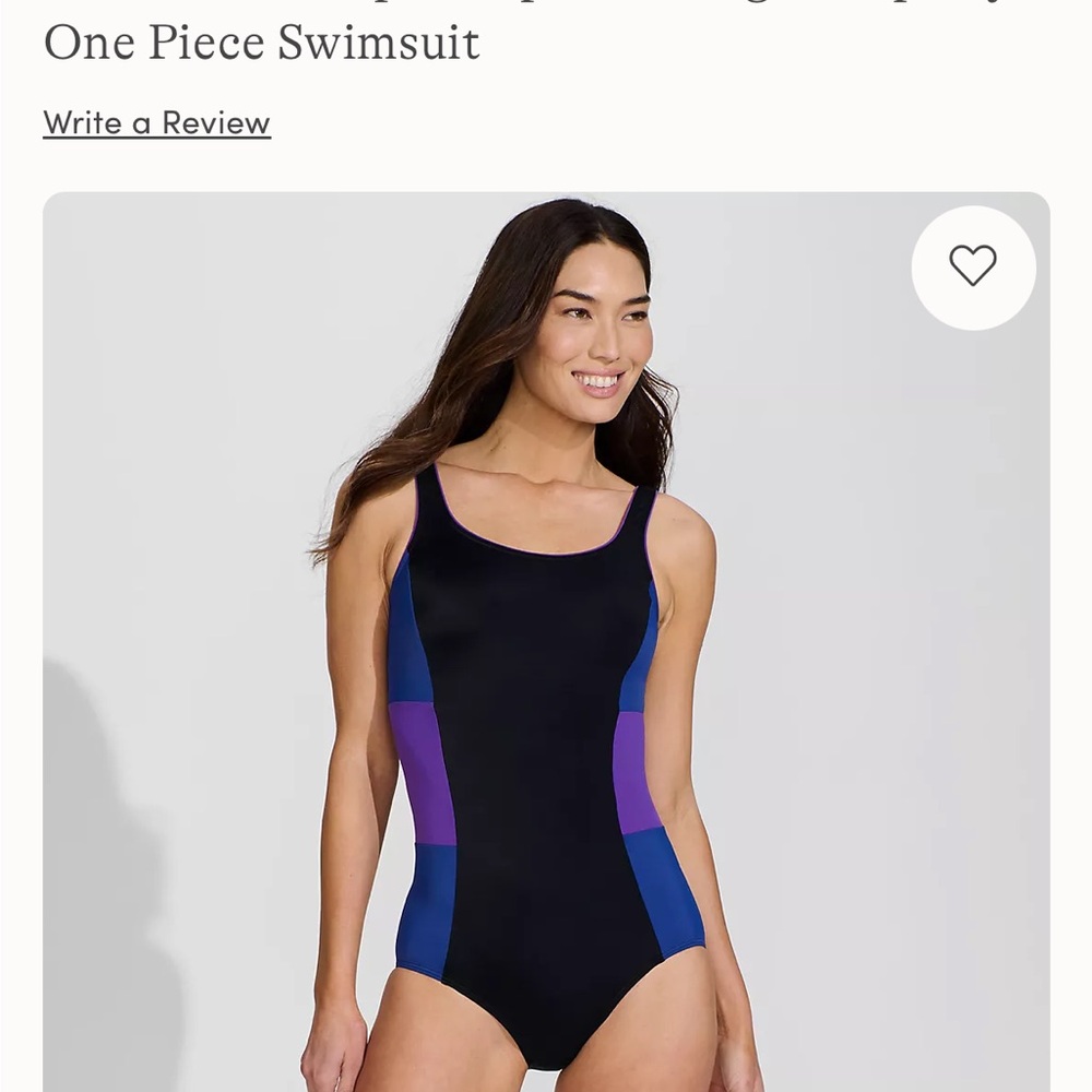 Lands' End Black One Piece with Purple and Blue Accents